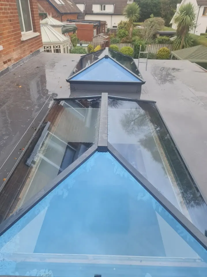 Glazed roof lantern installed on a flat roof